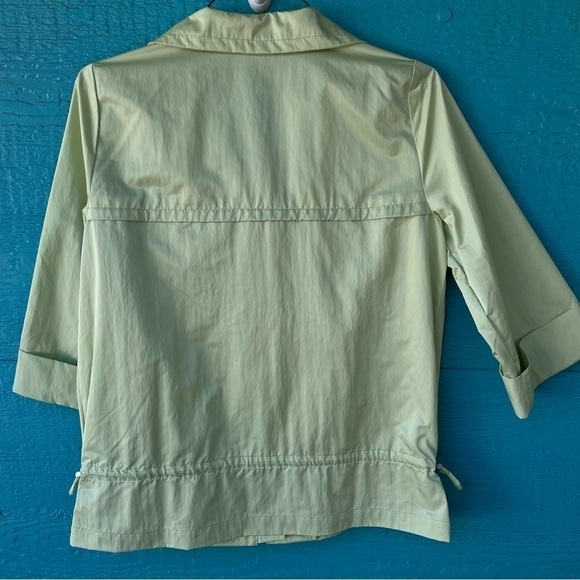 CHICO’S PISTACHIO PASTEL GREEN CARGO SHORT TRENCH RAIN JACKET SZ SMALL NWT - Picture 3 of 9